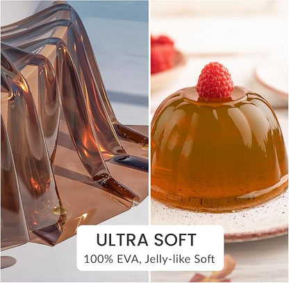 AmazerBath Premium EVA Shower Curtain Amber, Luxury Clear Brown Jelly-Like Soft Waterproof Shower Curtain with 3 Weighted Stones and 12 Grommets, Recyclable Packaging