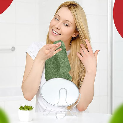 RIVERSIDE 12 Pack Premium 100% Cotton Face Washcloths, 550 GSM, 12 x 12 Inches, Soft, Absorbent Towels for Body & Shower, Bathroom Wash Clothes, Durable Face Towels Set for Spa, Gym, Sage Green