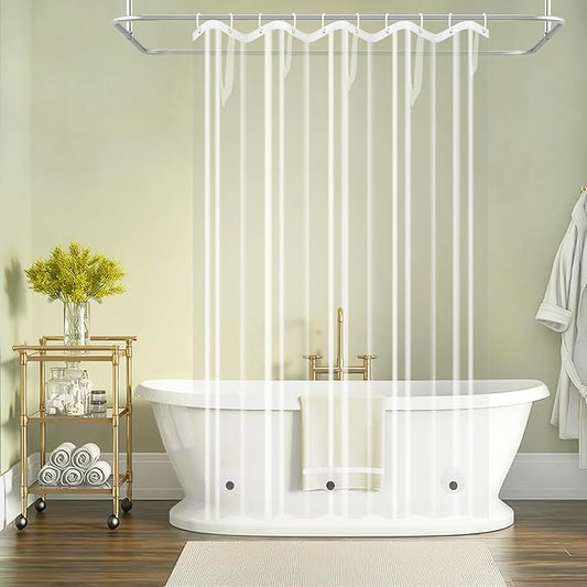 PEVA Clear Short Shower Curtain Liner 60 x 66 inch, Transparent Shower Liner Weighted with 3 Large Magnets, Bpa-Free Waterproof Plastic Shower Curtain for Bathroom