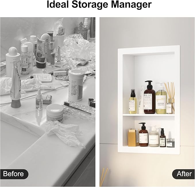 12x18 White Shower Niche for Shower Wall,Bathroom Medicine Cabinet Recessed,Surface Mount Medicine Cabinet,Small Bathroom Wall Cabinet,Recessed Wall Niche for Over Toilet Storage/Living Room