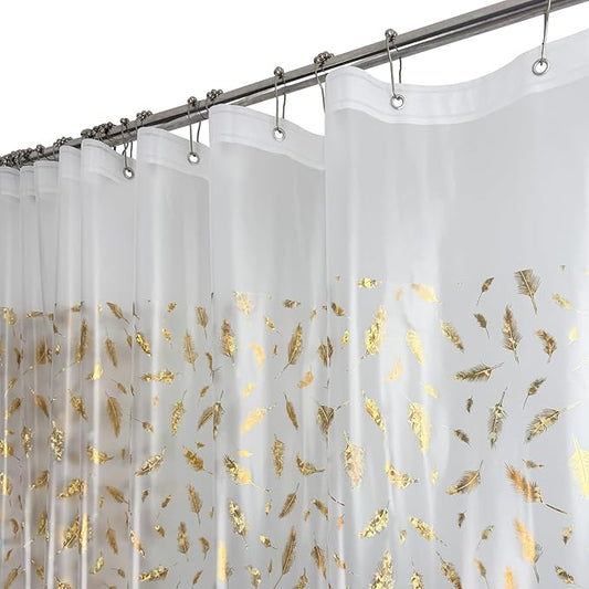 Plastic Shower Curtain Liner, Waterproof Printed PEVA Shower Curtain with Design, Holographic Feather Pattern, Rustproof Grommets, Standard Size 70x72 Bathtub Curtain for Bathroom (Pack of 1)