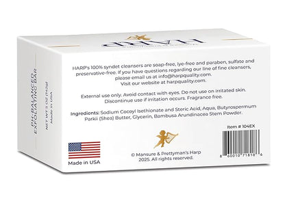 HARP pH-Balanced (5.0-6.0) Exfoliating Body Wash Bar - FRAGRANCE FREE. Bamboo Powder Exfoliation -the perfect consistency. Soap/Lye/Preservative/Dye/Masking agent-Free. Non-comedogenic. 5oz