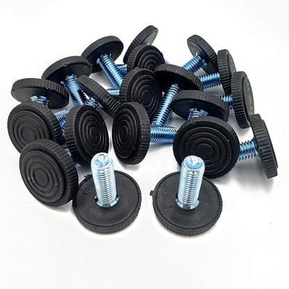 20 PCS Leveling Feet, Adjustable Furniture Feet, M8 Screw On, Black, Round, Metal, Plastic, Non-Slip, Anti-Scratch, Rubber Grip