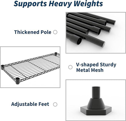 4-Tier Metal Storage Shelves, Adjustable Wire Shelving Unit for Garage, Pantry, Basement & Kitchen, Easy Assembly, 70.8" w x 15.8" d x 59.5" h, 265 Lbs Per Tier