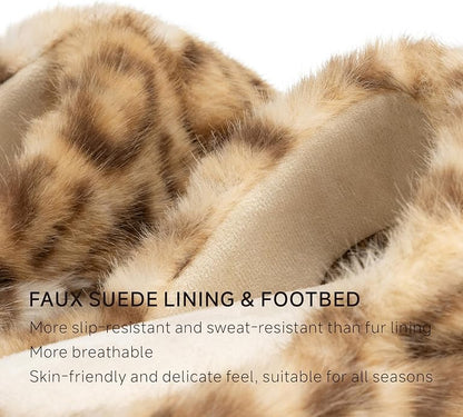 Chantomoo Womens Slippers Memory Foam Fuzzy Cross Band Faux Fur Slippers for Women Gift