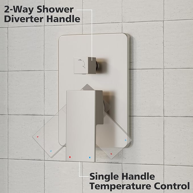 Gabrylly Shower System, High-Pressure 10" Stainless Steel Rain Showerhead with handheld Spray Combo, Rainfall Shower Faucet Set Complete, 2 Way Valve Included, Brushed Nickel