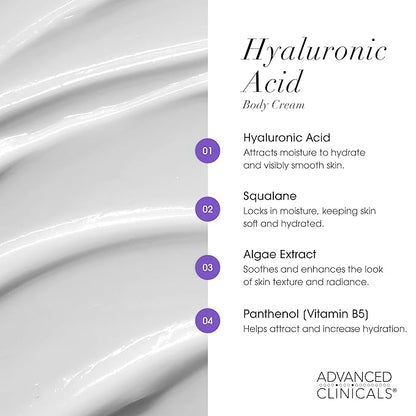Advanced Clinicals Collagen Peptides Body Lotion + Hyaluronic Acid Moisturizer 2PC Skincare Set For Women & Men | Dry Skin Moisturizing Body Cream Helps Diminish Appearance Of Crepey Skin, 2PC Bundle