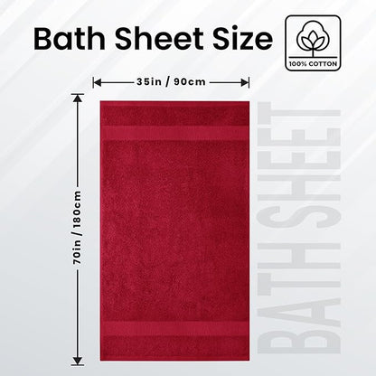 Infinitee Xclusives – Luxury Bath Sheets Towels – 1 Pack 600 GSM (35X70 Inches) – 100% Ring Spun Cotton Large Bath Towels for Bathroom (Burgundy, Bath Sheets - Pack 1)