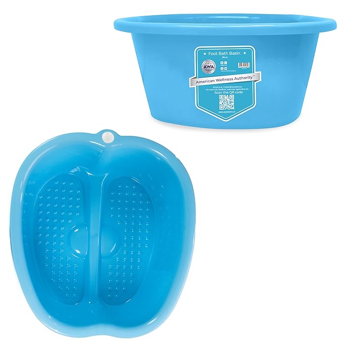 AWA Extra Large Pool Foot Bath, Sturdy Feet Soaking Tub and Pedicure Bowl, Foot Spa Kit for Women and Men (Blue Foot Tub)