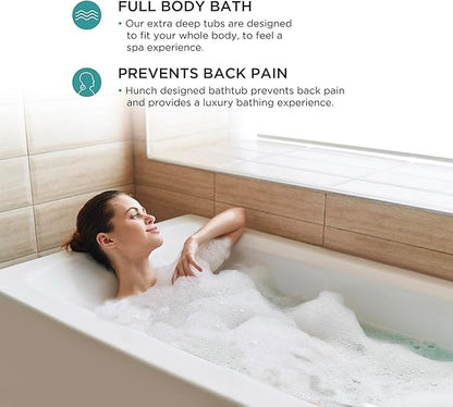 Fine Fixtures Acrylic, Fiberglass Alcove Soaking Bathtub with Integral Apron Front - Drain Included (72" x 36", Right Hand, White)
