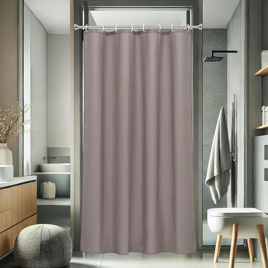 AooHome Fabric Solid Shower Curtain Liner for Hotel, Small Size Durable Shower Curtain with Hooks, Weighted Hem, Waterproof, Chocolate, 48x72 Inch