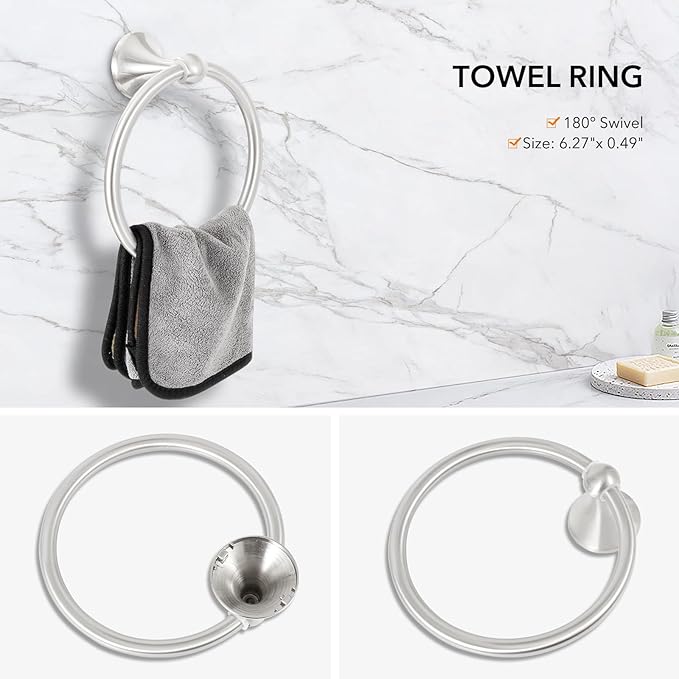 Brushed Nickel 5 Piece Bathroom Hardware Set Towel Rack Set Adjustable Expandable Bathroom Accessory kit Towel Bar for Bath Wall Mounted