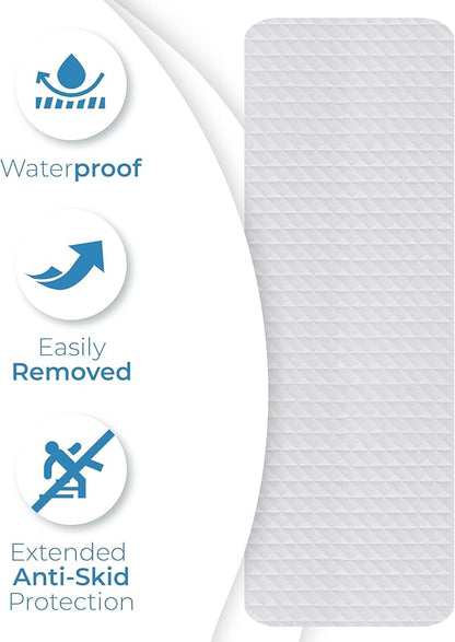 XXL Anti Slip Shower Stickers 12 PCS, Invisible Non-Slip Shower Strips for Adults, Premium Adhesive Bath Tub Stickers (Clear)
