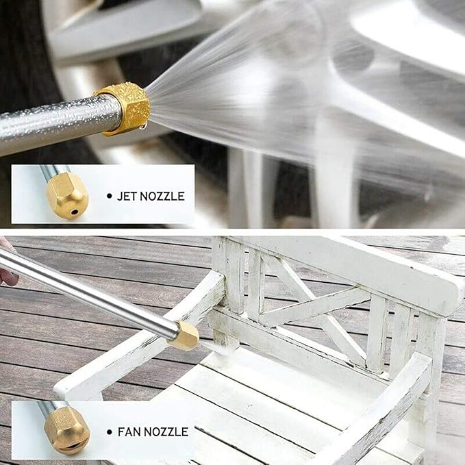 High Pressure Power Washer Attachment Wand, Hydro Jet Water Hose Nozzle,Watering Sprayer Cleaning Tool, Wand Lance for Gutter Patio Car Pet Window Glass Blue