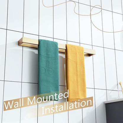 KOKOSIRI Towel Bar Brushed Gold Bath Towel Holder 24 Inch Kitchen Towel Hanger Rack Stainless Steel Bathroom Hardware Wall Mounted, 1 Pack B4008BG-L24