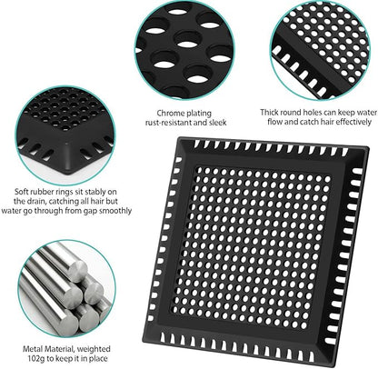 Hair Catcher/Drain Strainer/Shower Drain Cover for Bathroom Floor Drain, Stainless Steel and Silicone (Patented Product)
