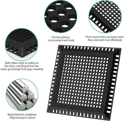 Shower Drain Hair Catcher/Drain Strainer/Shower Drain Cover for Bathroom Floor Drain, Stainless Steel and Silicone (Patented Product)