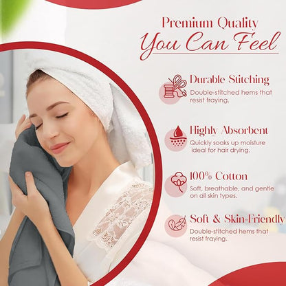 RIVERSIDE 6 Pack Premium Hand Towels Set, 16x28 inches, 100% Ring Spun Cotton, 600 GSM, Soft, Quick Dry and Highly Absorbent, Towels for Bathroom, Kitchen, Gym, Spa - Grey