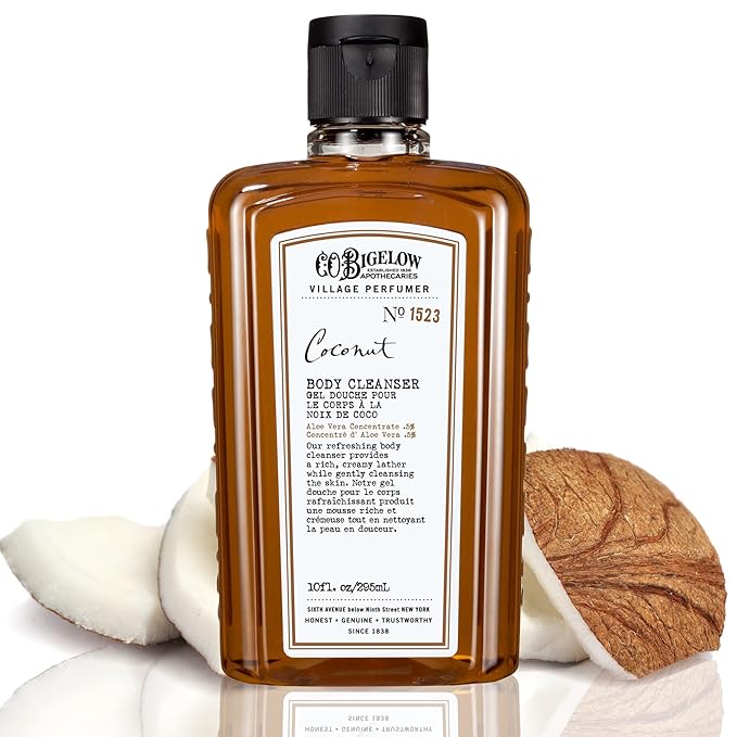 C.O. Bigelow Coconut Body Wash, Village Perfumer Moisturizing Body Wash with Aloe Vera, 10 Fl Oz