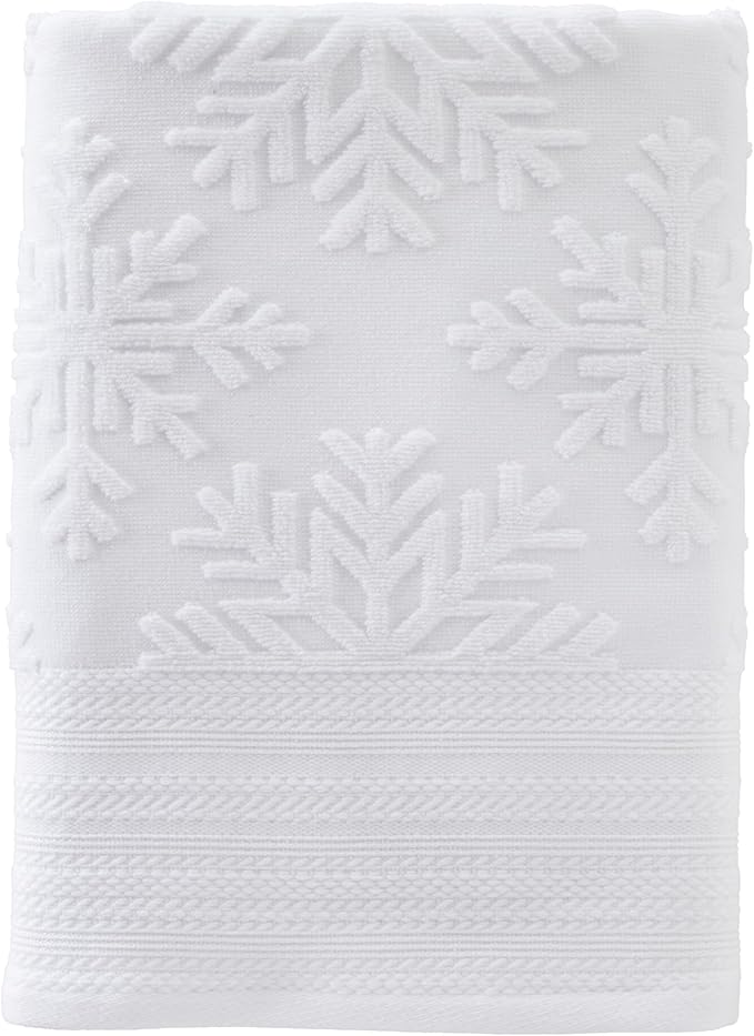 SKL Home Christmas/Winter/Gift Subtle Snowflakes Bath Towel, White