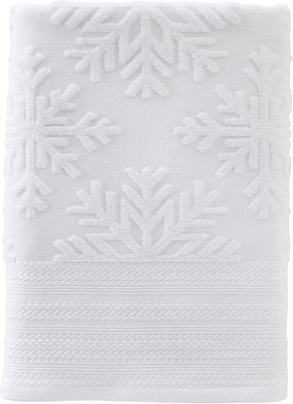 SKL Home Christmas/Winter/Gift Subtle Snowflakes Bath Towel, White