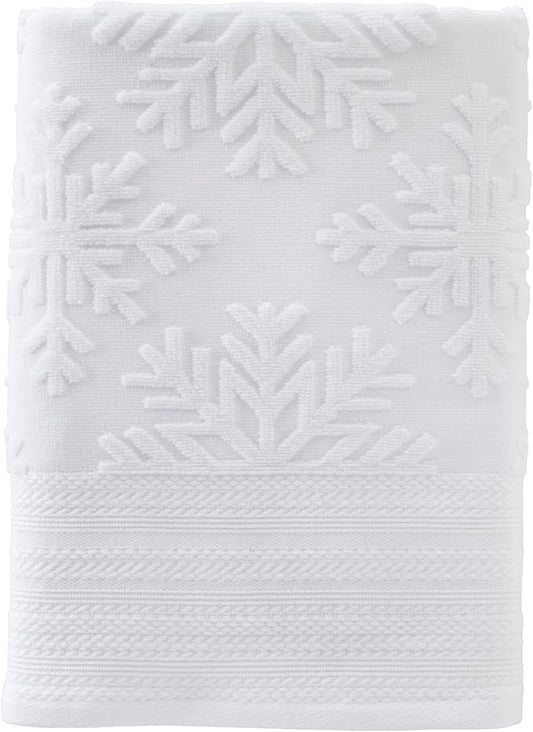 SKL Home Christmas/Winter/Gift Subtle Snowflakes Bath Towel, White