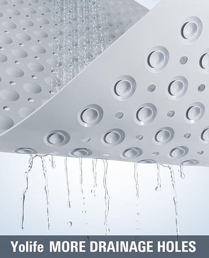 Yolife Extra Large TPE Shower Mat, 47.2" L x 31.5" W Anti Slip Bath Mat with Drain Holes and Suction Cups, Large Size Mat More Suitable for Shower Stall, No Odor, Heavy Mat