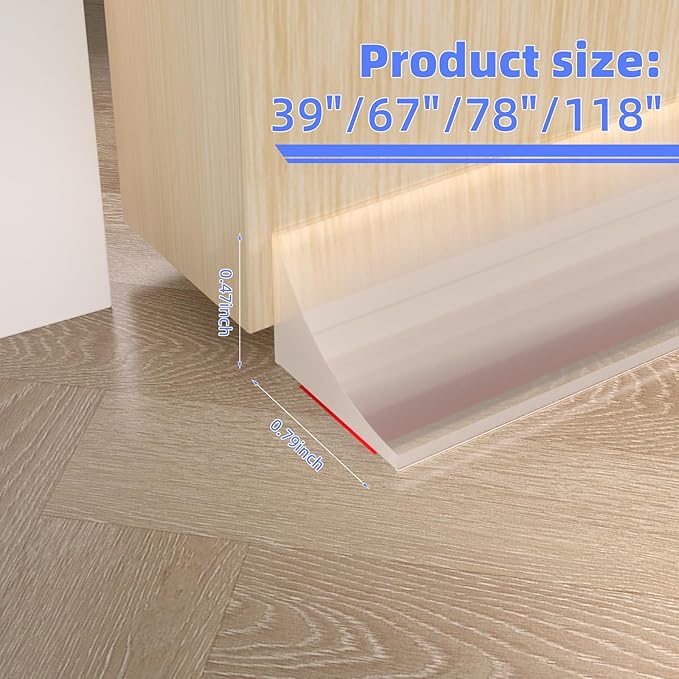 39 Inch Shower Threshold Water Dam Barrier,Silicone Shower Door Bottom Seal for Water Stopper,Flexible Edge Trim for Kitchen Sink Splash Guard,Self Adhesive Water Blocker for Bathtub,Transparent