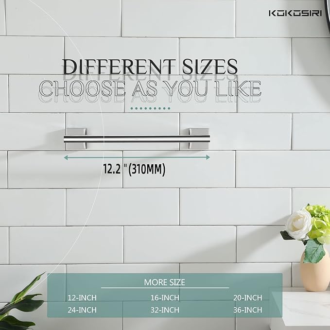 KOKOSIRI Hand Towel Bar 12 Inch Bathroom Towel Holder for Bath Kitchen Toilet Cabinet Chrome Stainless Steel B4005CH-L12