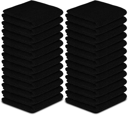 Softolle 100% Cotton Washcloths 24 Pack (12x12 Inches) Soft, Highly Absorbent Washcloth, Face Towels, Wash Cloths for Face, Ring Spun, Bulk Pack (Black)