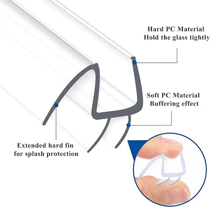 Frameless Shower Door Seal Set 4 Pack x 39 Inch HDM Glass Shower Door Bottom Seal Side Seal Strip Door Sweep for 3/8" Glass Ultra-Clear Polycarbonate Stop Shower Leaks Create A Water Barrier