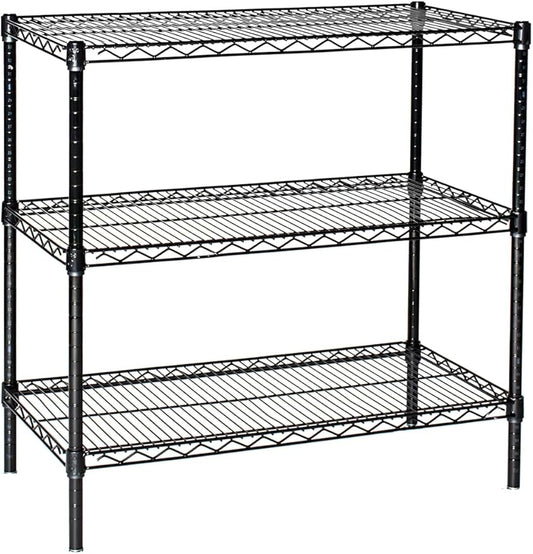 Omega 14" Deep x 72" Wide x 36" High 3 Tier Black Starter Shelving Unit