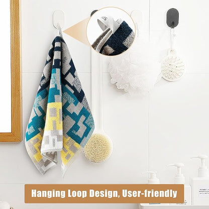 SEMAXE Bath Towel Set of 8 Include 2 Bath Towels 2 Hand Towels 4 Washcloths, 100% Cotton Bathroom Towels with Hanging Loops and Nano-Bio Lifecycle Labels, Colorful Towel - Checkered Collection