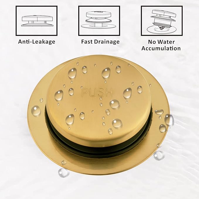 Artiwell Universal Tip Toe Bath Drain Stopper and Cover, Bathtub Drain Stopper, Replaces Lift and Turn, Tip-Toe and Trip Lever Drains for Tub, EZ Installation and Clearing (Brushed Gold)