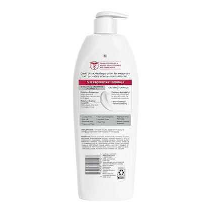 Curel Ultra Healing Intensive Fragrance-Free Lotion For Extra-Dry Skin, Dermatologist Recommended, Ideal for Sensitive Skin, Cruelty Free, Paraben Free, 13 Oz, Pack of 3