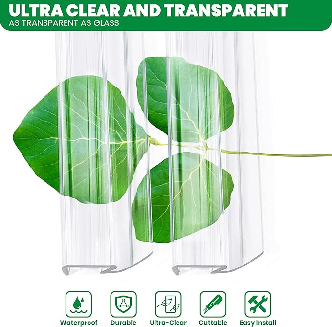 Bathroom Shower Glass Door Bottom Seal Strip, 2PCS 36 Inch Long Clear PVC Seal Strips for 1/4"(6mm) Thick Framless Glass Door Panel