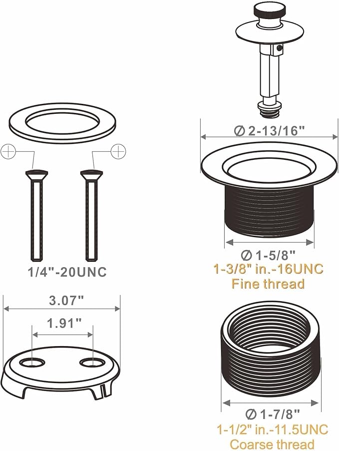 Black Bathtub Tub Drain Conversion Kit Assembly, Wellup Lift and Turn Twist Tub Drain Trim Kit with Two-Hole Overflow Faceplate, Matte Black