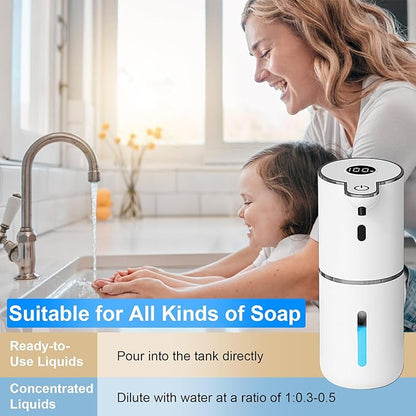 2 Pack Automatic Liquid Soap Dispenser Touchless, USB Rechargeable Smart Hand Soap Dispenser, 6-Level Adjustable, 12.8oz/380mL Wall Mount for Bathroom Kitchen Dish Soap-White