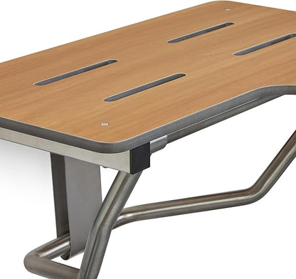 Seachrome 32" x 22.5” Teak Reversible Folding Transfer Tub/Shower Seat, ADA Compliant