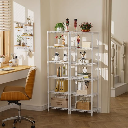 Small 6 tire Shelves Storage Wire Shelving Unit Metal Shelf Adjustable Organizers Storage Shelving for Bathroom Laundry Room Kitchen Pantry10”D x 16”W x 60”H White