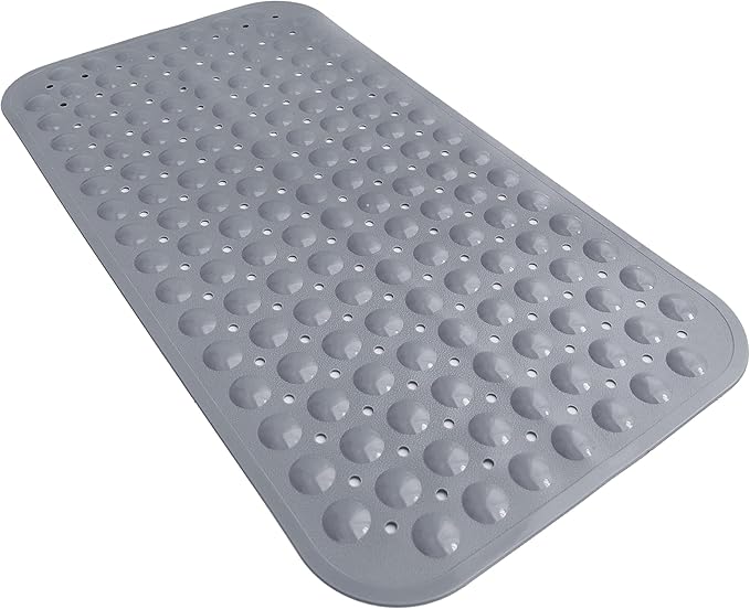 Anti-Slip Bathtub Shower mat, 27.5×14.5（Approximately 70×37cm） inch Soft Oversized Machine Washable Non-Slip Bathtub mat with Drainage Holes, Bathroom Floor Suction Cup.（1-Opaque Gray）