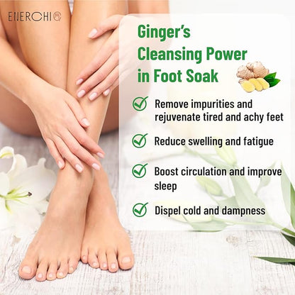 Ginger Cleansing Foot Soak for Circulation, Reduce Swelling, Edema Relief for Legs & Feet, Spa Pedicure for Tired Muscle & Relaxation, Lymphatic Drainage Feet Spa Soak, Natural Foot Soaking Salts
