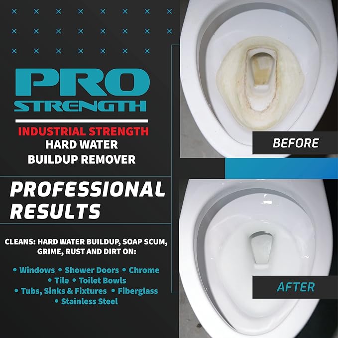 Pro-Strength Hard Water Stain Remover, Industrial Strength Hard Water, Mineral, Rust & Soap Scum Remover, 35 oz Bottle