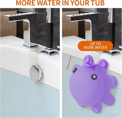 Bathtub Overflow Drain Cover - Tub Soak Bath Cover, Adds Inches of Water for Deeper Bath (Purple)