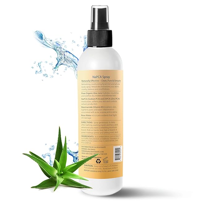 NaPCA Moisturizer Face Mist & Body Spray. Deep Hydrating Spray – Refresh & Sooth Your Skin with Natural & Bioidentical Actives. All Skin types, Dry, Acne, Oily, & Tattoo Care.
