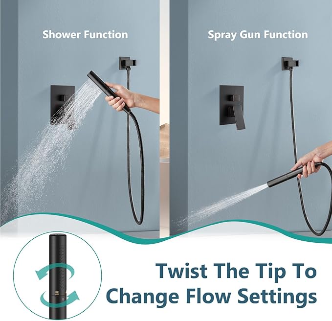Aolemi Shower Faucet Set, High Pressure Shower System with 2-in-1 Handheld Sprayer, Wall Mount Fixture Combo with Rough-in Valve, 16 Inch Shower Head, Oil Rubbed Bronze