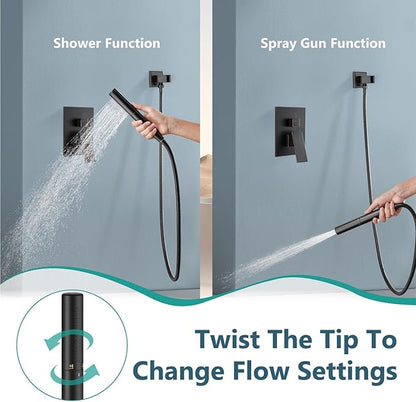 Aolemi Shower Faucet Set, High Pressure Shower System with 2-in-1 Handheld Sprayer, Wall Mount Fixture Combo with Rough-in Valve, 16 Inch Shower Head, Oil Rubbed Bronze