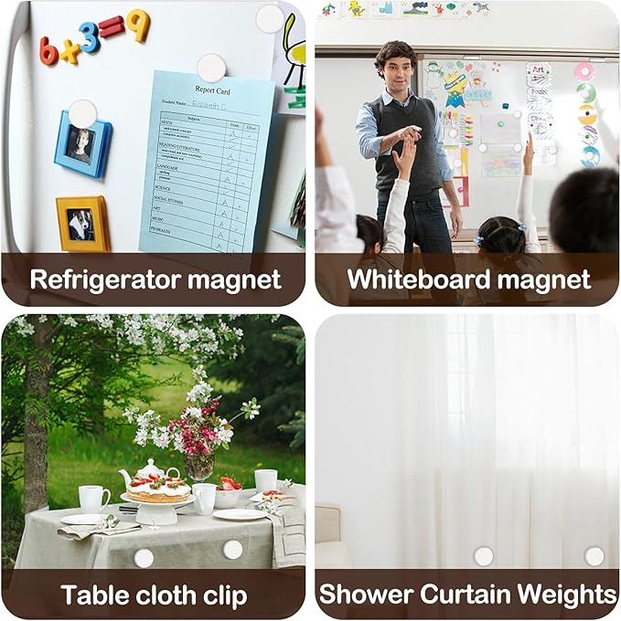 12 Pack Shower Curtain Weights, Rubber Covered Magnetic Curtain Weights, Shower Magnets for Curtain Liner Prevent from Blowing Around, Work for Drapery, Flag, Tablecloth (6 Pairs)