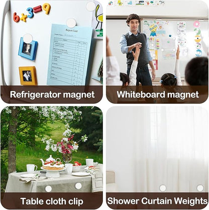 16 Pack Shower Curtain Weights, Rubber Covered Magnetic Curtain Weights, Shower Magnets for Curtain Liner Prevent from Blowing Around, Work for Drapery, Flag, Tablecloth (8 Pairs)