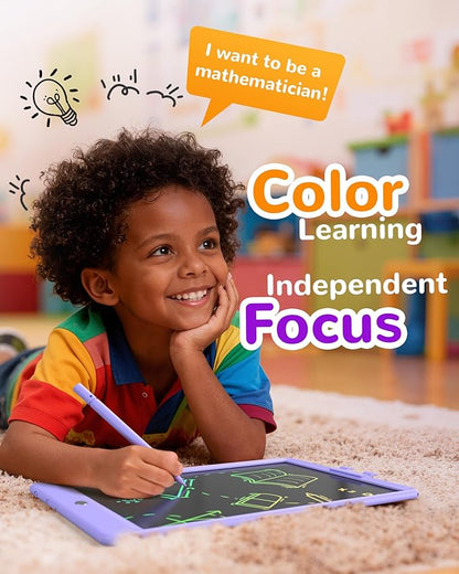 KOKODI LCD Writing Tablet, 10 Inch Colorful Toddler Doodle Board Drawing Tablet, Erasable Reusable Electronic Drawing Pads, Educational and Learning Toy for 3-6 Years Old Boy and Girls(Purple)